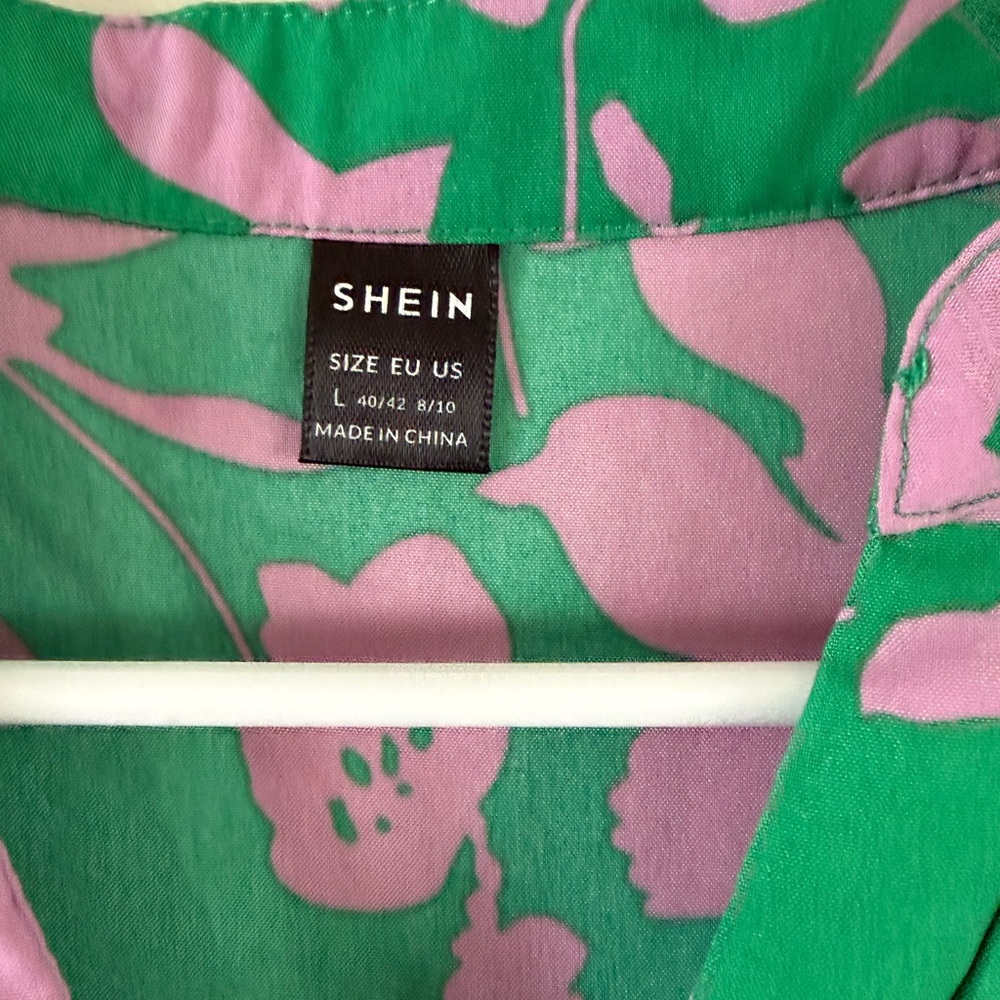 SHEIN Green and Pink Floral Ruffle Muni Dress - Picture 3 of 5